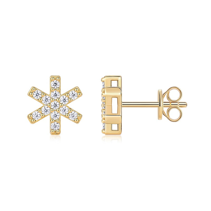 Radiant Snowflake Gold Stud Earrings - Stellaradorn