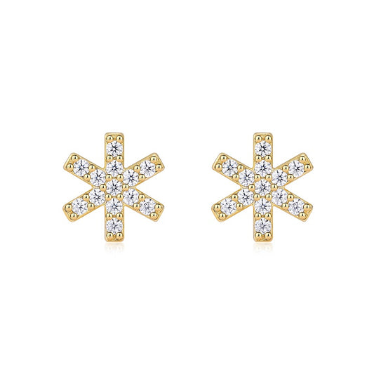 Radiant Snowflake Gold Stud Earrings - Stellaradorn