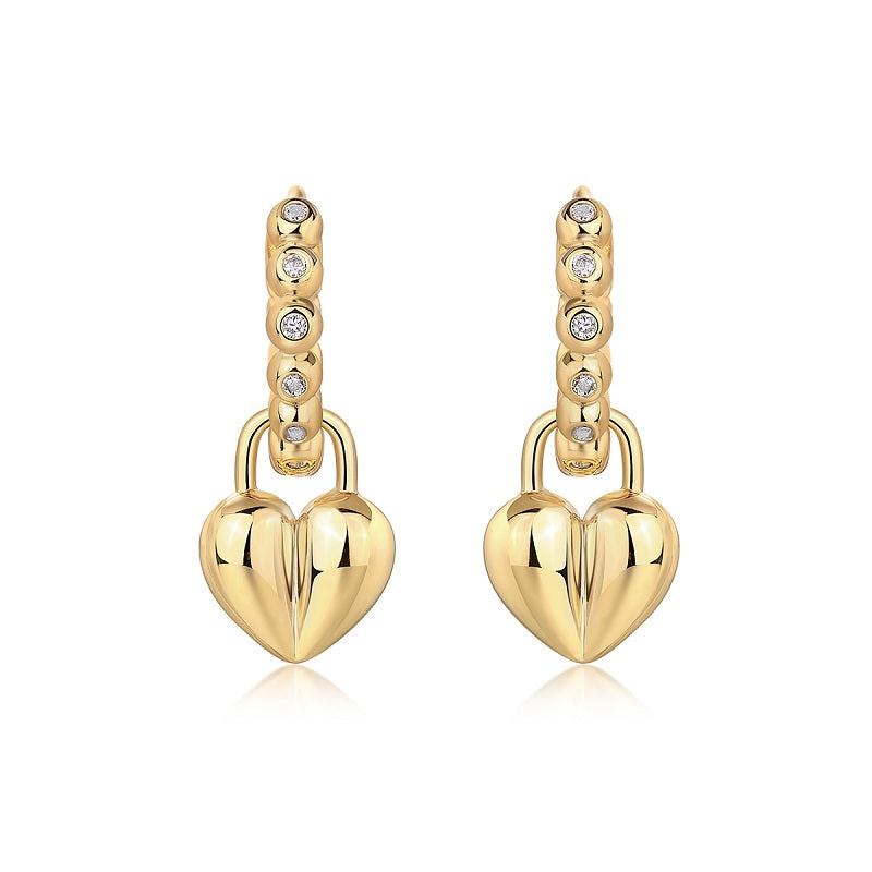 Dazzling Heart Charm Drop Earrings - Stellaradorn