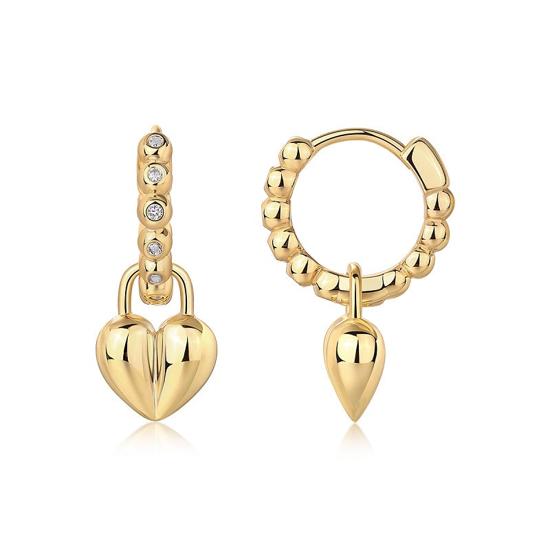 Dazzling Heart Charm Drop Earrings - Stellaradorn