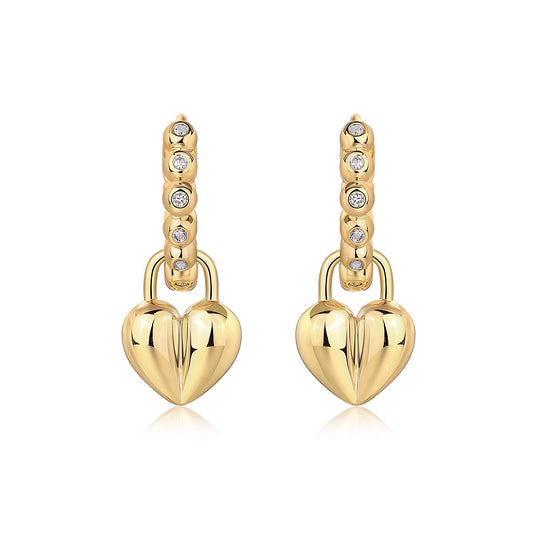 Dazzling Heart Charm Drop Earrings - Stellaradorn