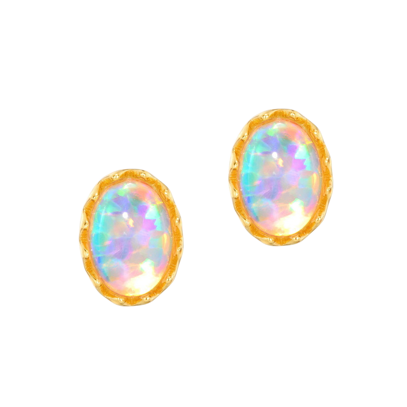 Luminous Opal Whisper Stud Earrings - Stellaradorn