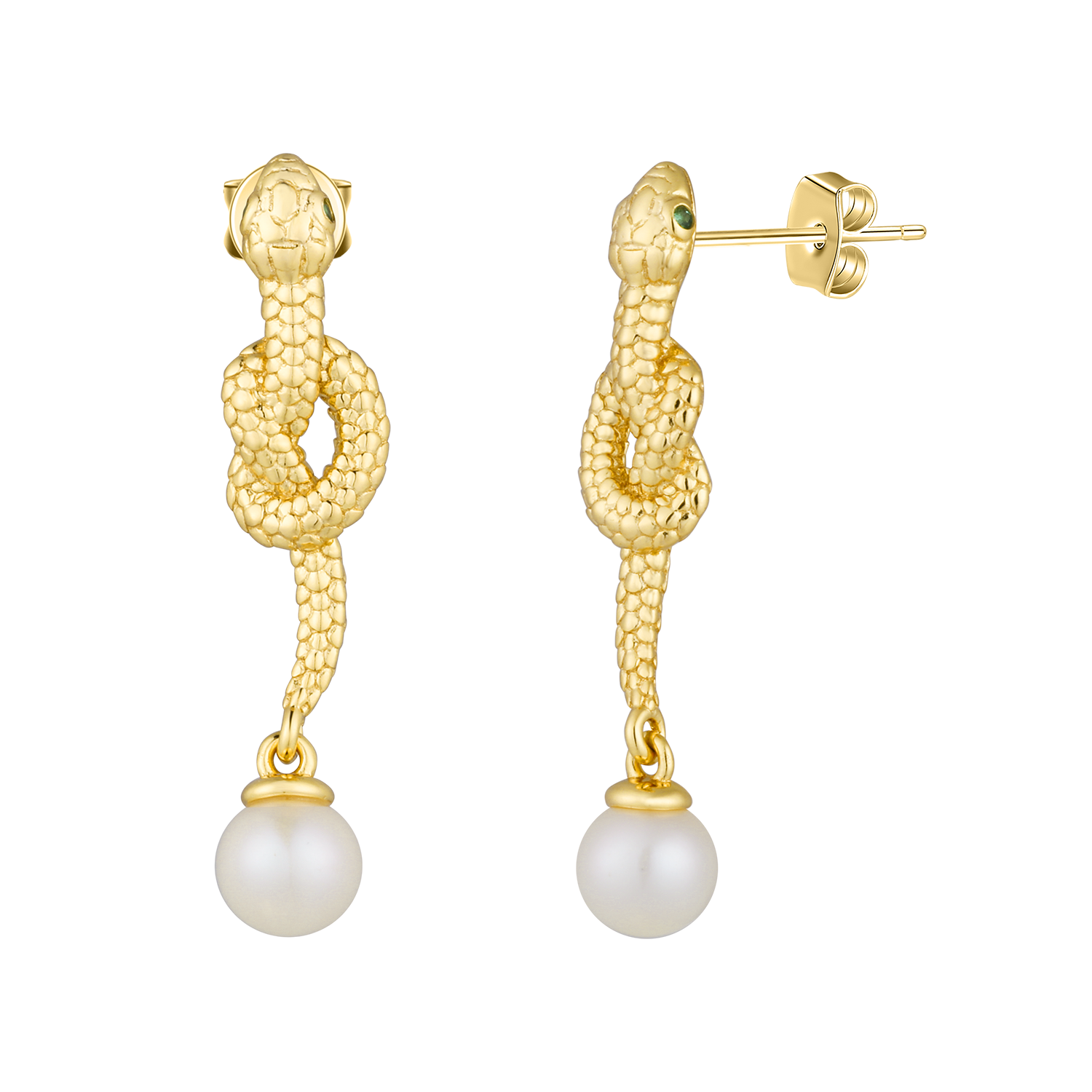 Serpent of Fortune Pearl Drop Earrings - Stellaradorn