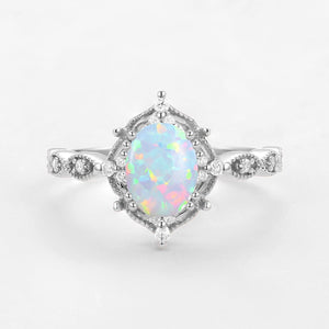 Charlotte’s Mistveil | 1.5ct Lab Opal Vintage Engagement Ring.