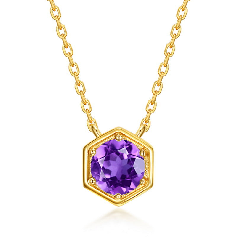 Amethyst Hexagon Crystal Pendant Necklace - Stellaradorn