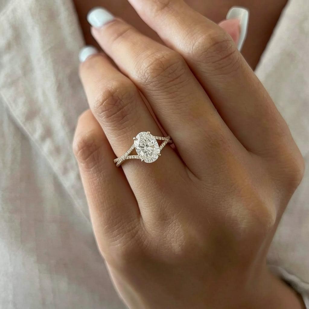 Arabella's Arc | Oval Moissanite Split-Shank Ring.