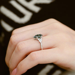 1.5ct Kite Moss Agate Engagement Ring.