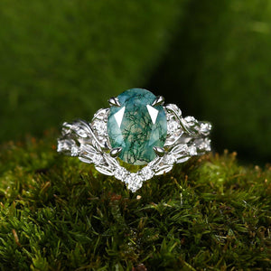 Forest Glade | Moss Agate Leaf Veil Bridal Set 2pcs.