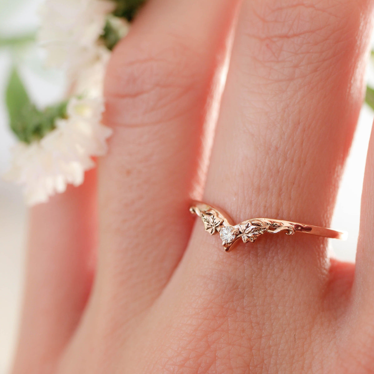 Sylvie’s Wedding Pair | His Ivy Band & Her Diamond Ring.