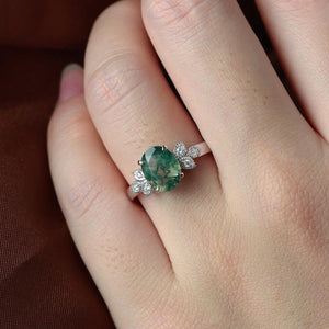 Isadora's Vitality | Oval Moss Agate Engagement Ring