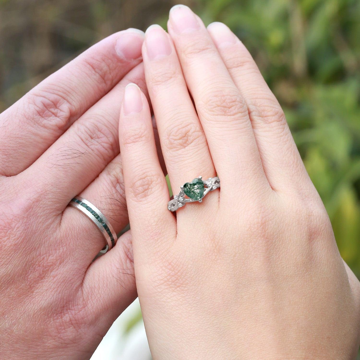 Sylvie’s Heartstring | Heart Cut Moss Agate Infinity Couple Set 2pcs.