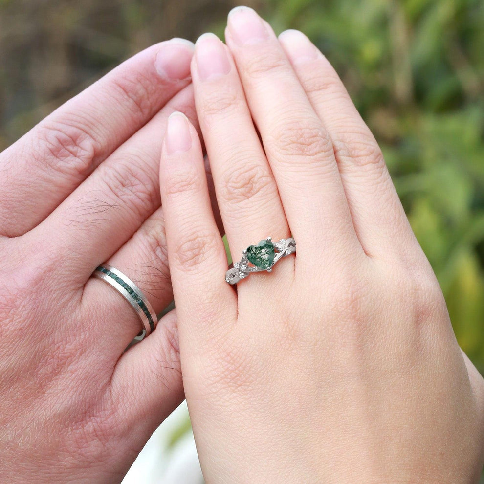 Sylvie’s Heartstring | Heart Cut Moss Agate Infinity Couple Set 2pcs.