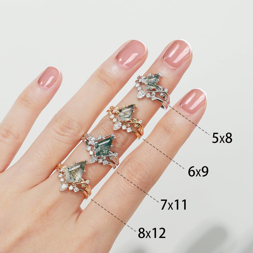 Kite Glade | Moss Agate Leafy Black Gold Bridal Set 2pcs.