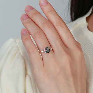 Susan Unique Leafy Pear Shaped Moss Agate Engagement Fairy Ring.