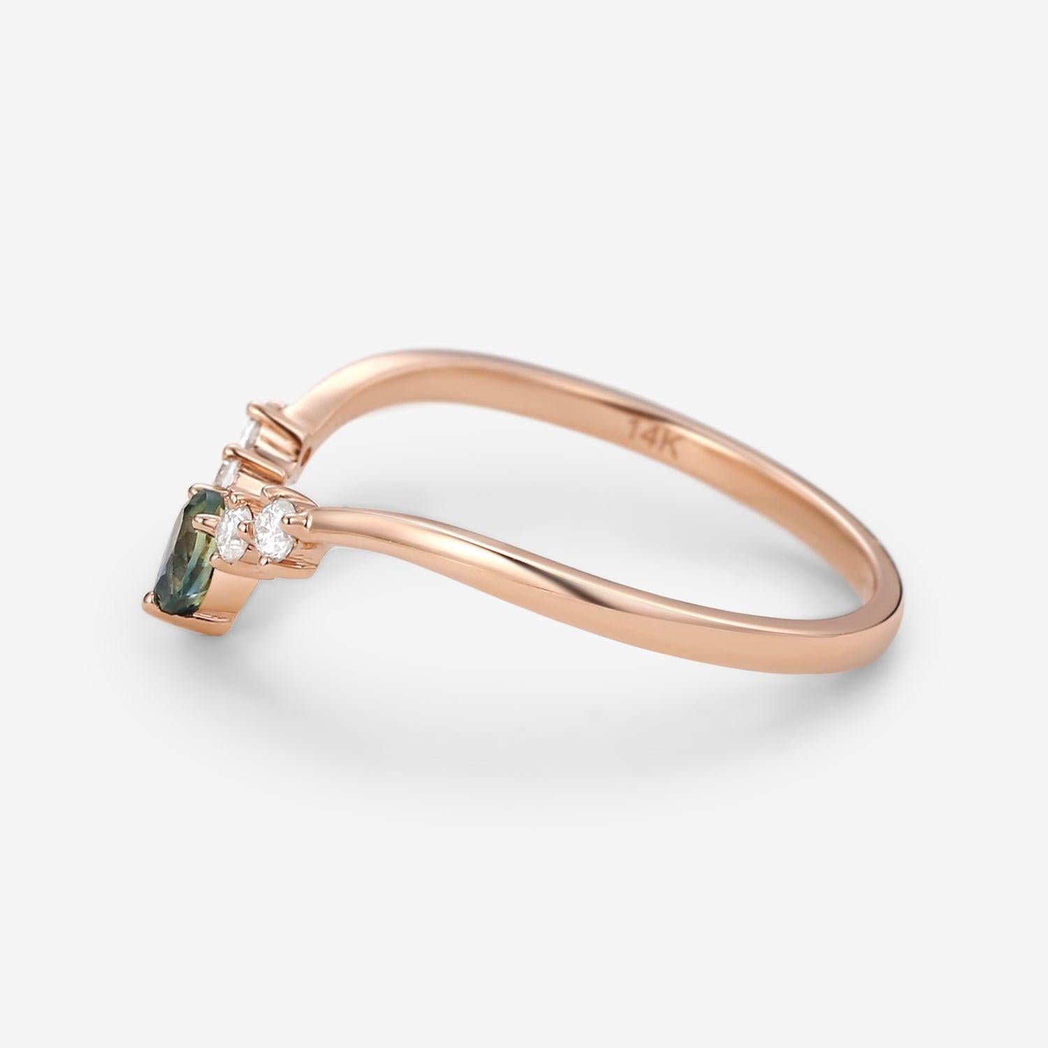 Teal Sapphire & Moissanite Band Wedding Band.