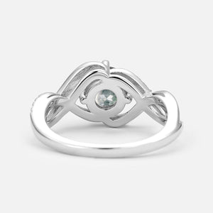 Classic Infinity Round Cut Moss Agate Engagement Ring.