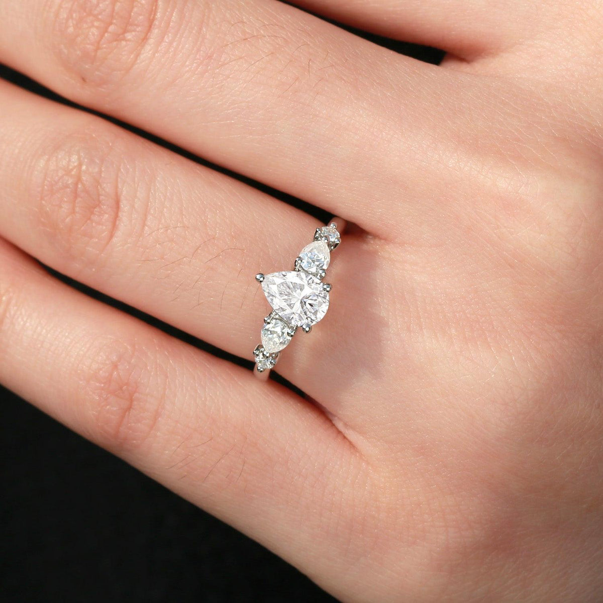 Stylist Pear Shaped Moissanite Rose Gold Ring.