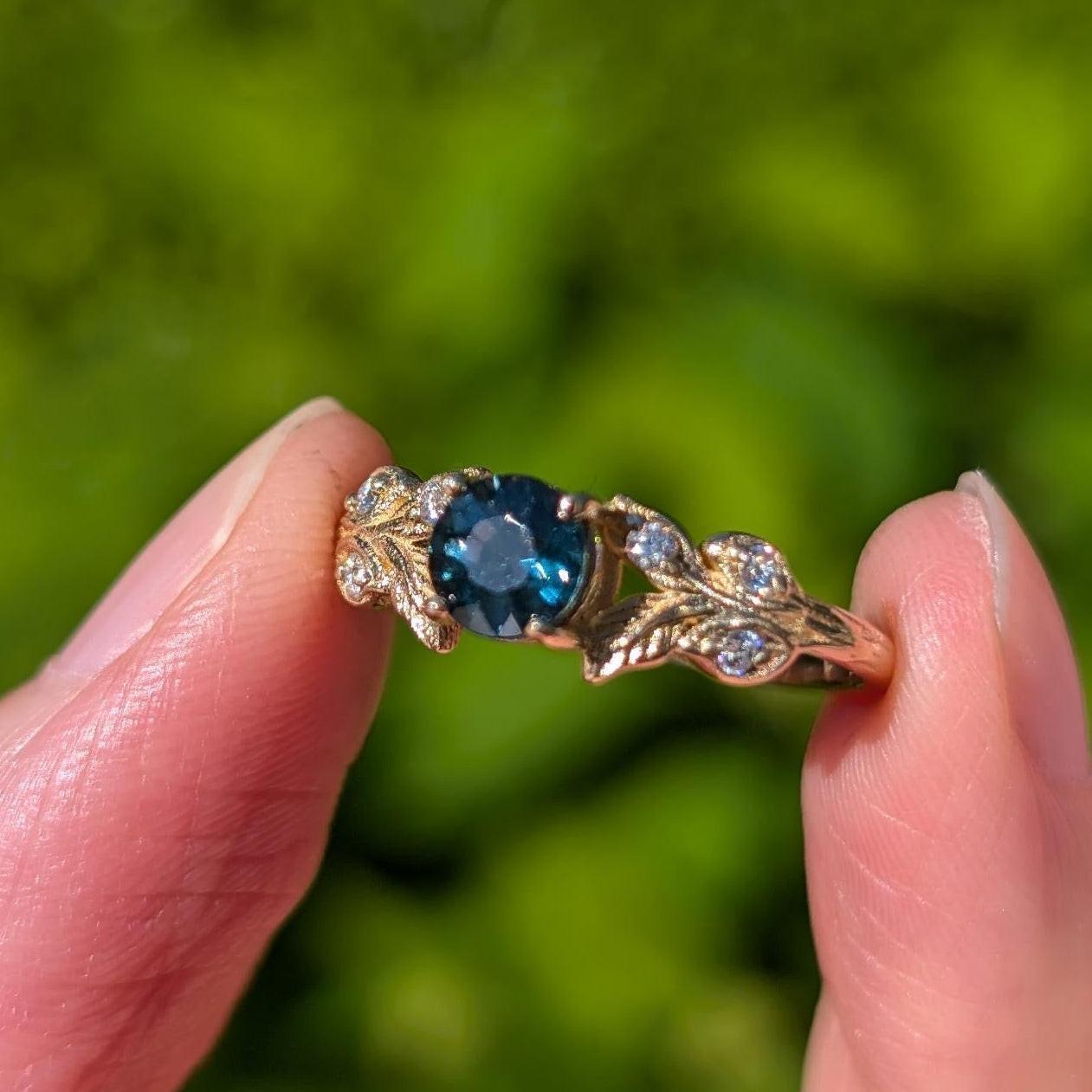 Lyra‘s Bloom | Sapphire and Diamond Vine Engagement Ring.