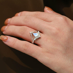 1.5ct Cluster Moss Agate Ring Set 2pcs.