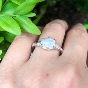 Olive Moon | Solitaire Moonstone Vine Ring.