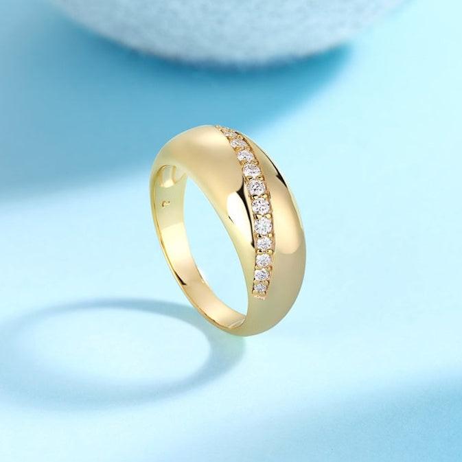 Pave Moissanite Dome Silver Moissanite Ring-Unisex.