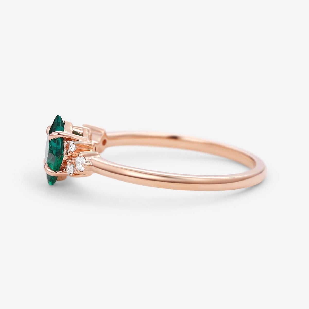 Rosalba’s Emeraude | Princess Cut Lab Emerald Solitaire Engagement Ring.