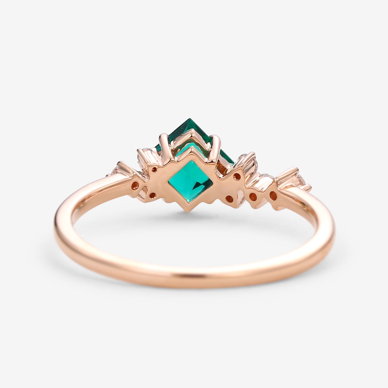 Rosalba’s Emeraude | Princess Cut Lab Emerald Solitaire Engagement Ring