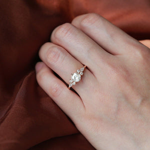 1.0ct Hexagon Moss Agate Cluster Engagement Ring.