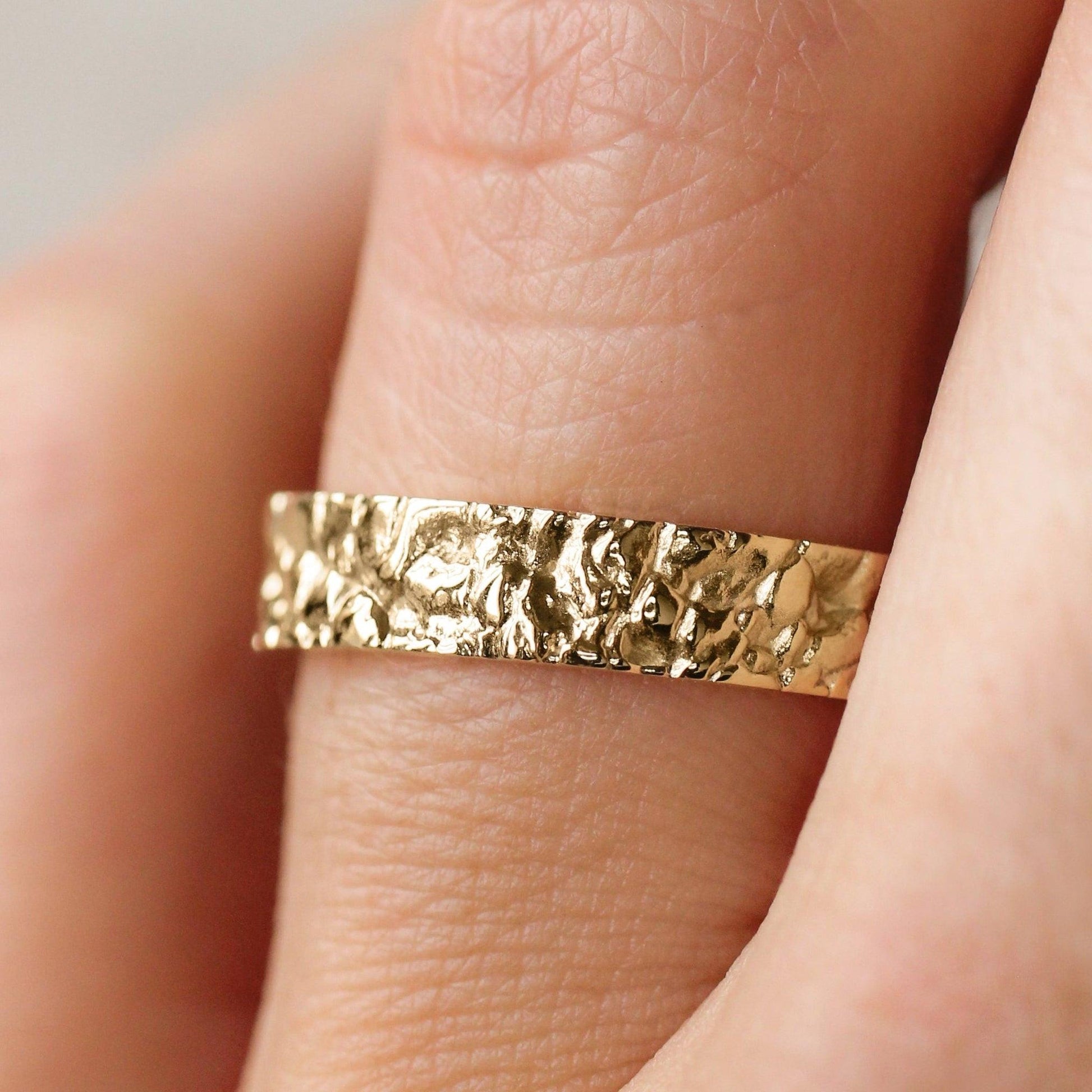The Bedrock Set | His & Hers Rock Textured Wedding Band.