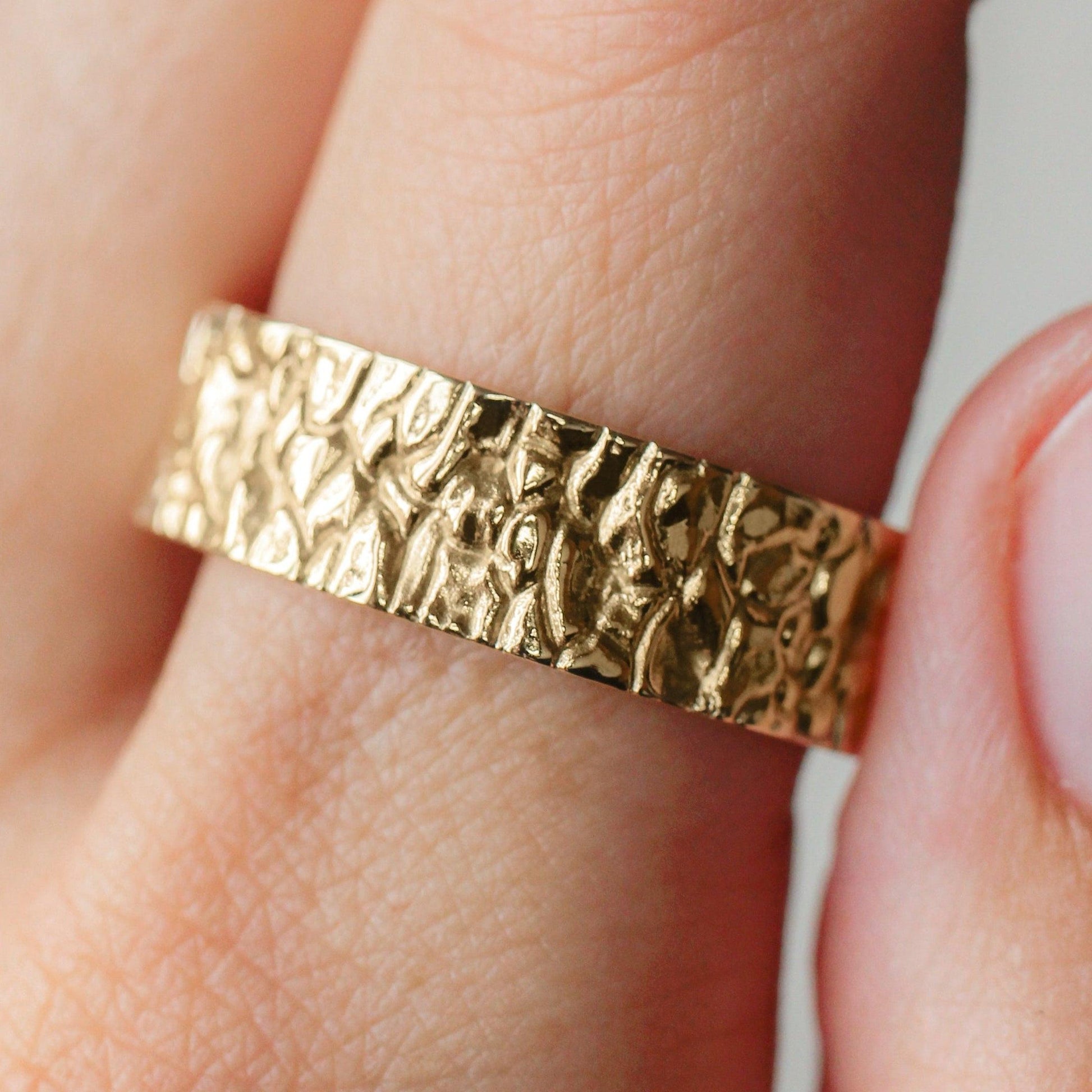 The Bedrock Set | His & Hers Rock Textured Wedding Band.