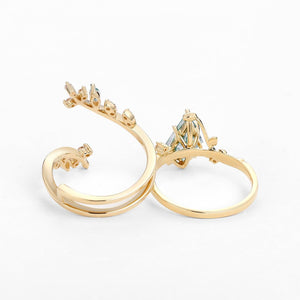 Elara’s Bower | Kite Cut Moss Agate Cage Leafy Bridal Set 2pcs.