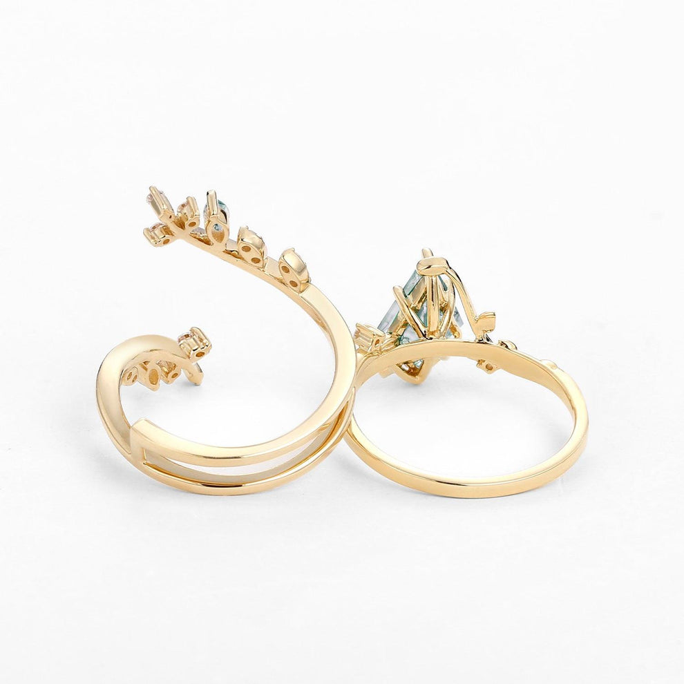 Elara’s Bower | Kite Cut Moss Agate Cage Leafy Bridal Set 2pcs.