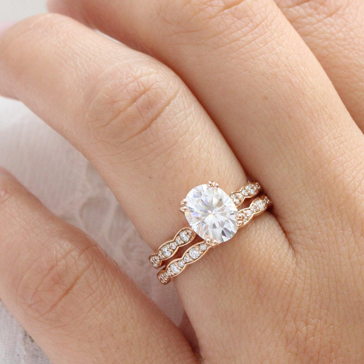 Grace’s Bliss | Vintage Oval Diamond Solitaire Bridal Set 2pcs.