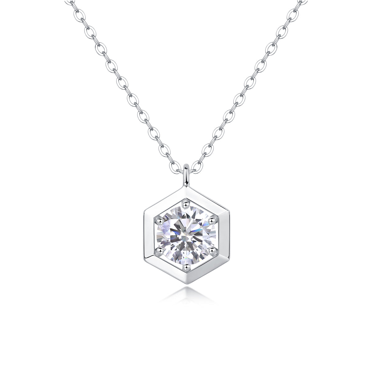 Hexagonal Moissanite Pendant Necklace - Stellaradorn