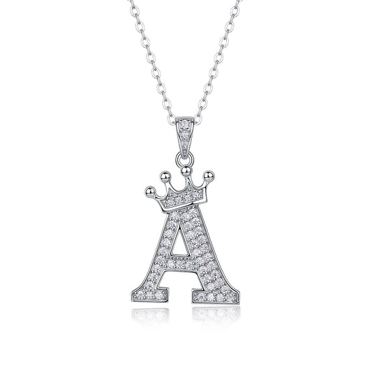 Letters Nametag Crowned Charm Necklace - Stellaradorn