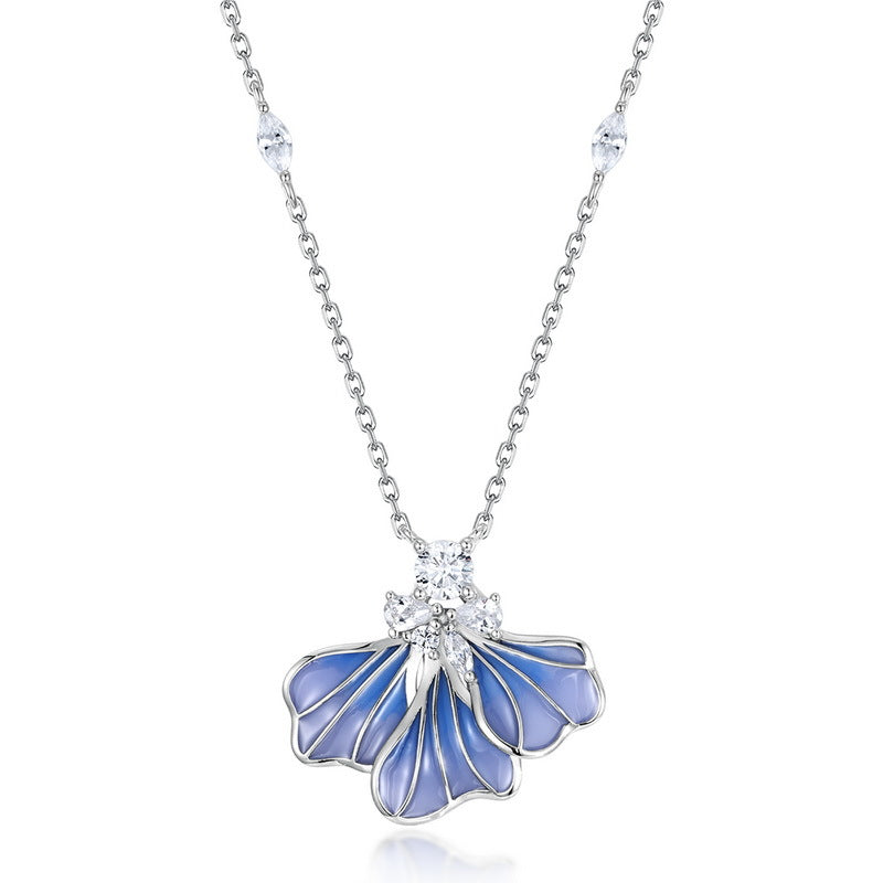 Graceful Enamel Butterfly Pendant Necklace - Stellaradorn