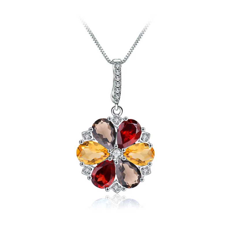 Radiant Garnet Blooming Pendant Necklace - Stellaradorn