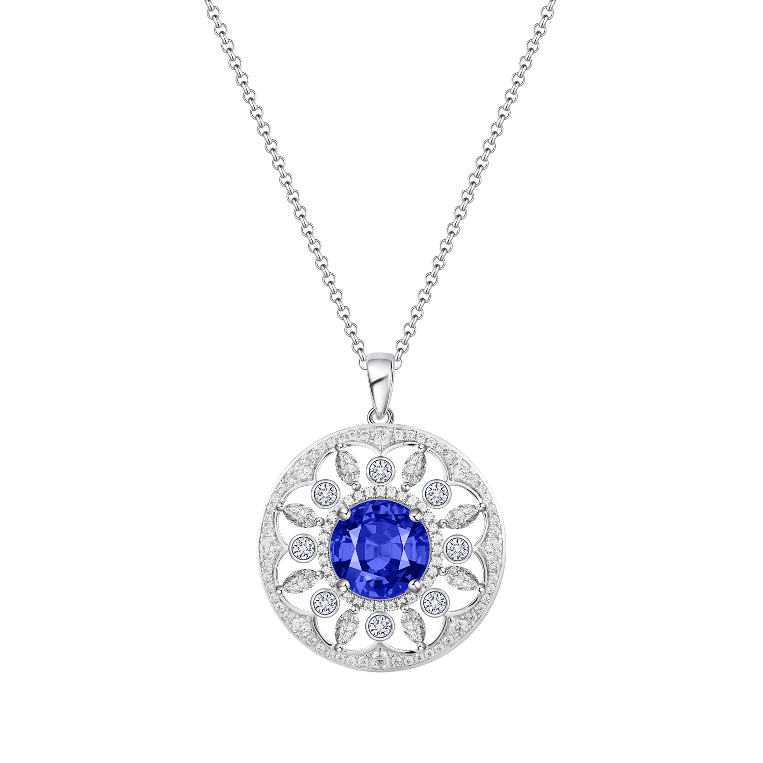 Sapphire Medallion Pendant Neckalce - Stellaradorn