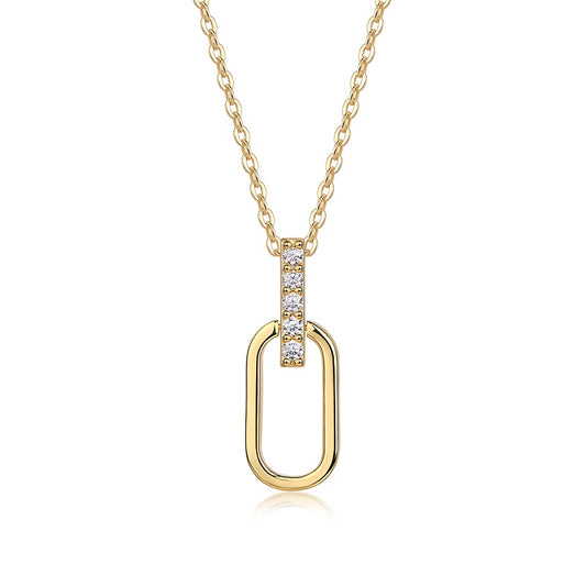 Oval Link Paper Clip Pendant Necklace - Stellaradorn