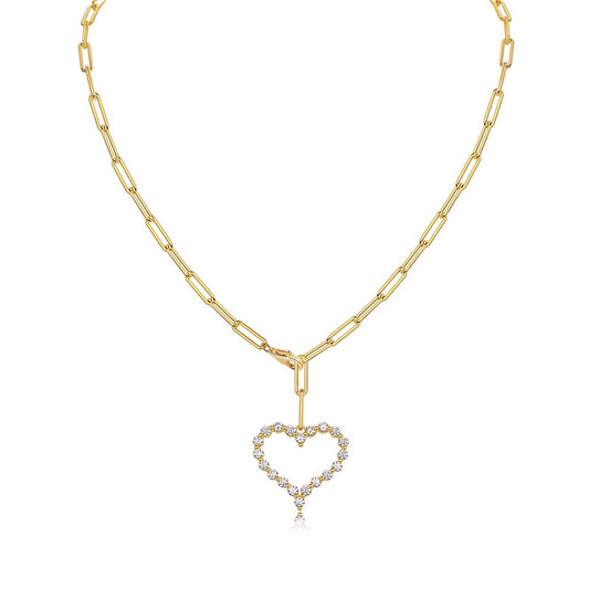 Gold Heart Charm Link Pedant Necklace - Stellaradorn