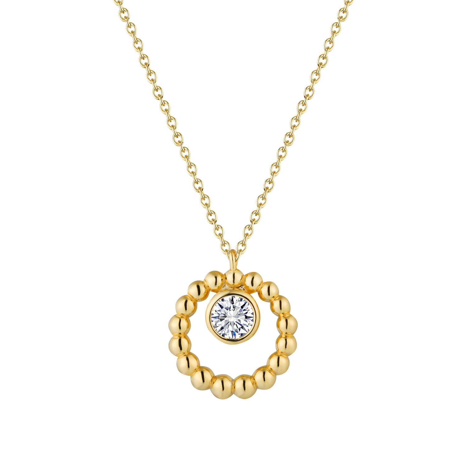 Classic Gold Round Pendant Necklace - Stellaradorn