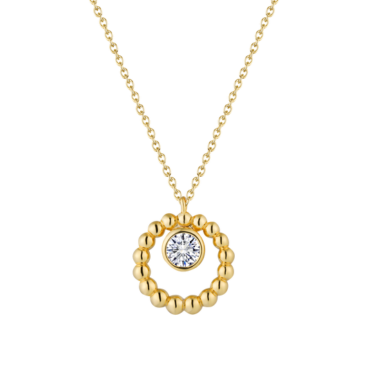 Classic Gold Round Pendant Necklace - Stellaradorn