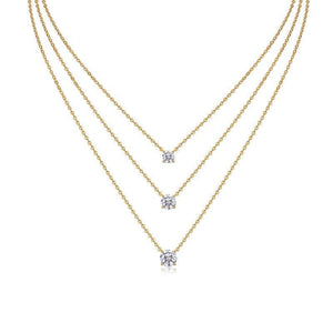 Layered Gold Solitaire Pedant Necklace - Stellaradorn