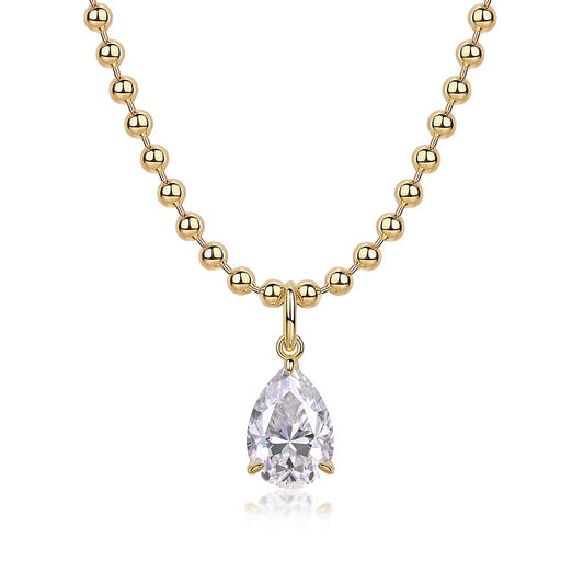 Beaded Teardrop Solitaire Pedant Necklace - Stellaradorn