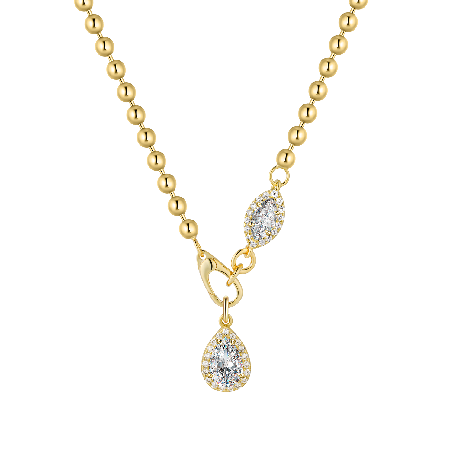 Gold Bead Chain Pendant Necklace - Stellaradorn