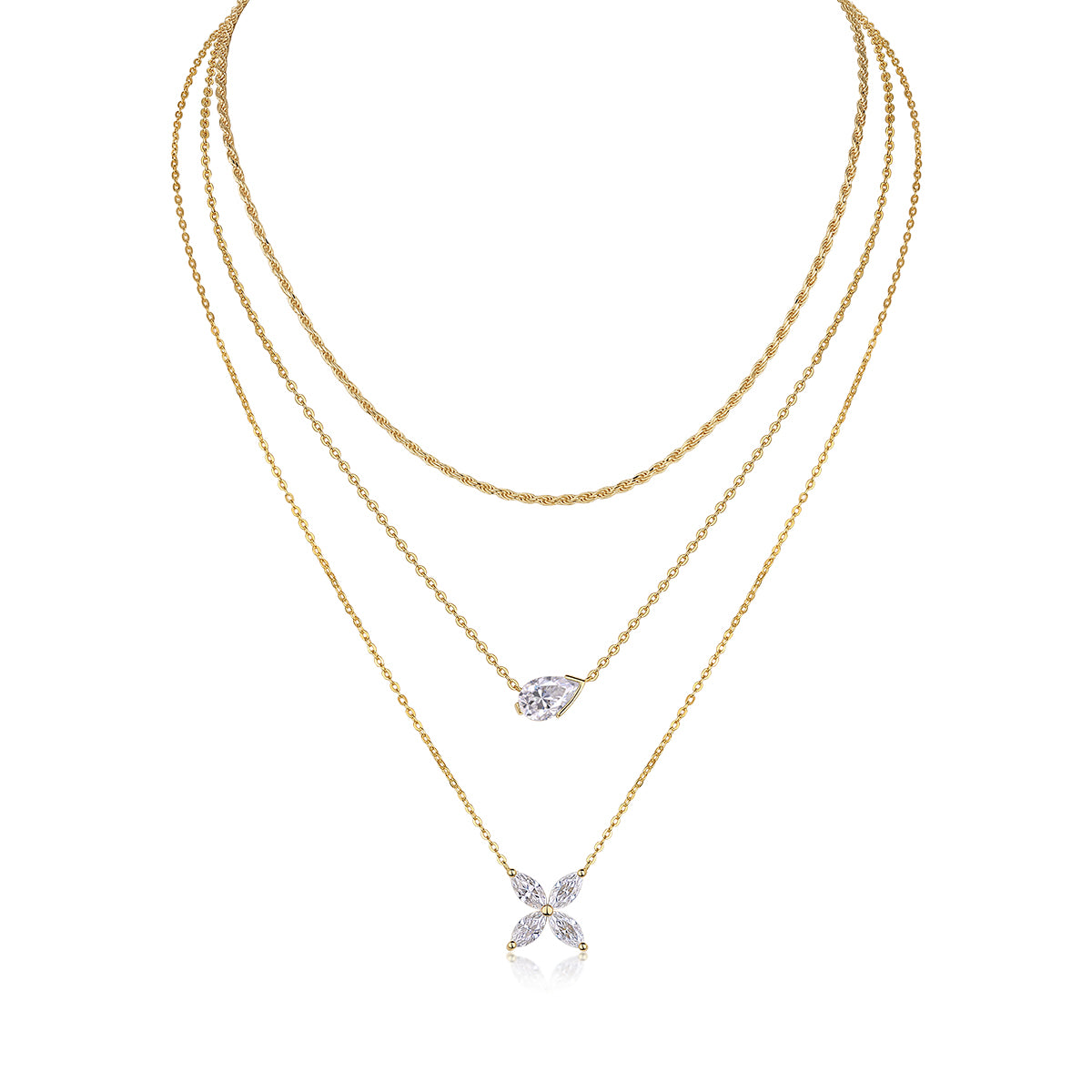 Triple-Layer Sparkling Pendant Necklace - Stellaradorn