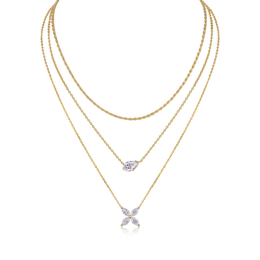 Triple-Layer Sparkling Pendant Necklace - Stellaradorn