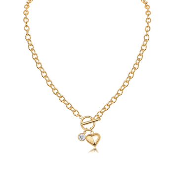 Romantic Heart Pendant Lariat Toggle Necklace - Stellaradorn