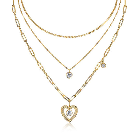 Layered Heart Charm Necklace - Stellaradorn