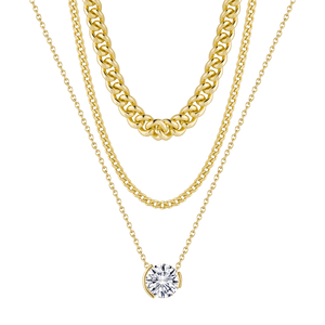 Layered Clavicle Chain Solitaire Necklace - Stellaradorn